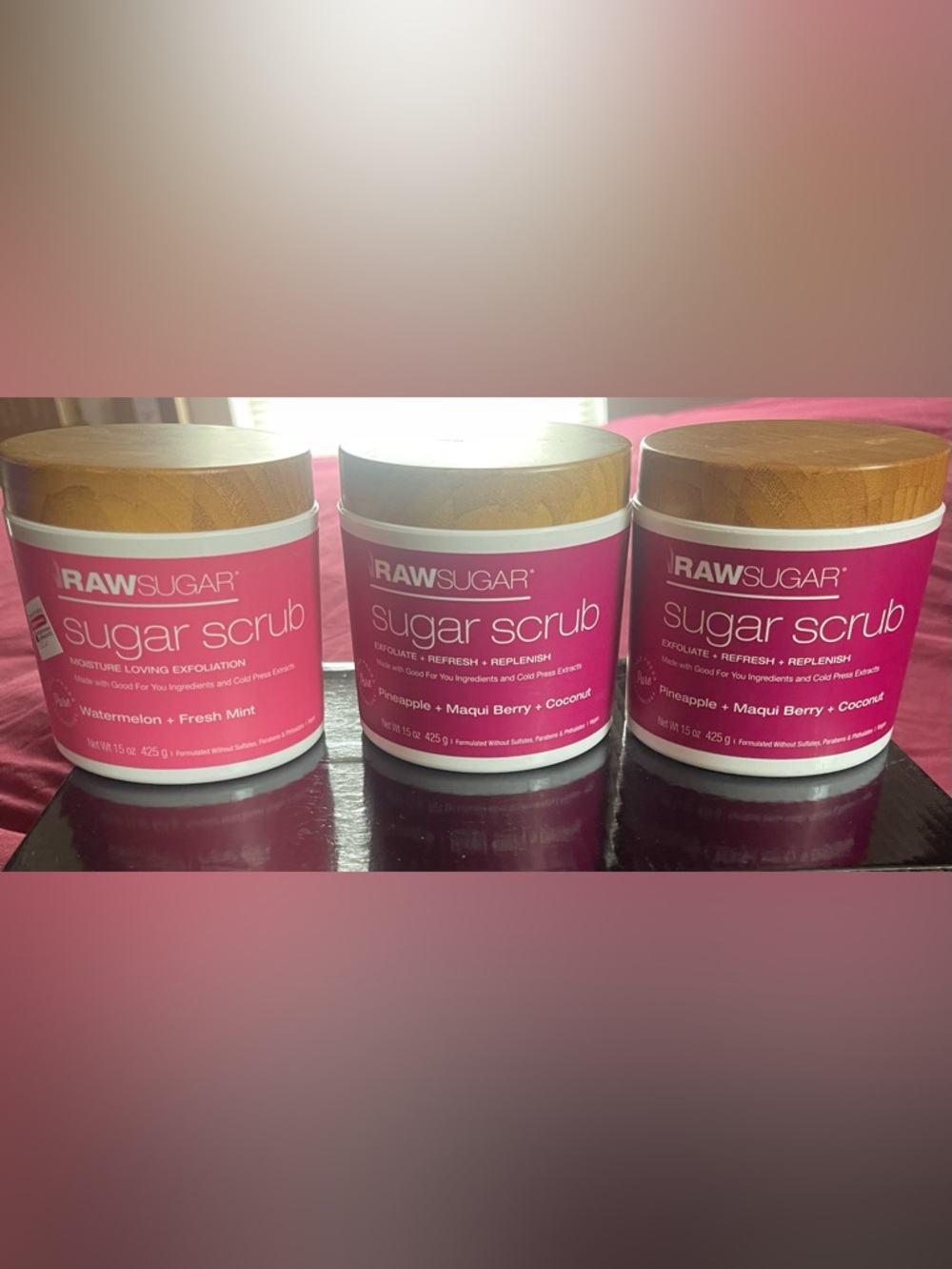 3 - Sugar Raw Sugar Pineapple + Maqui Berry + Coconut Sugar Scrub - Pink